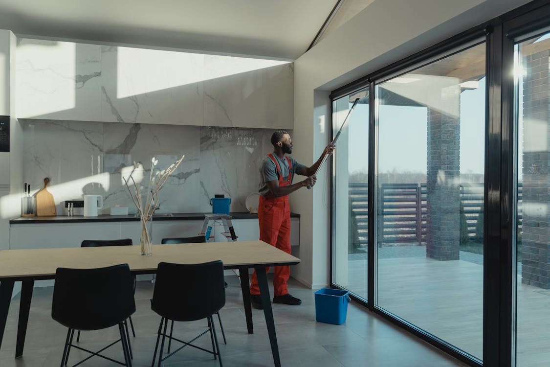 Clean windows on a residential home allowing natural sunlight indoors